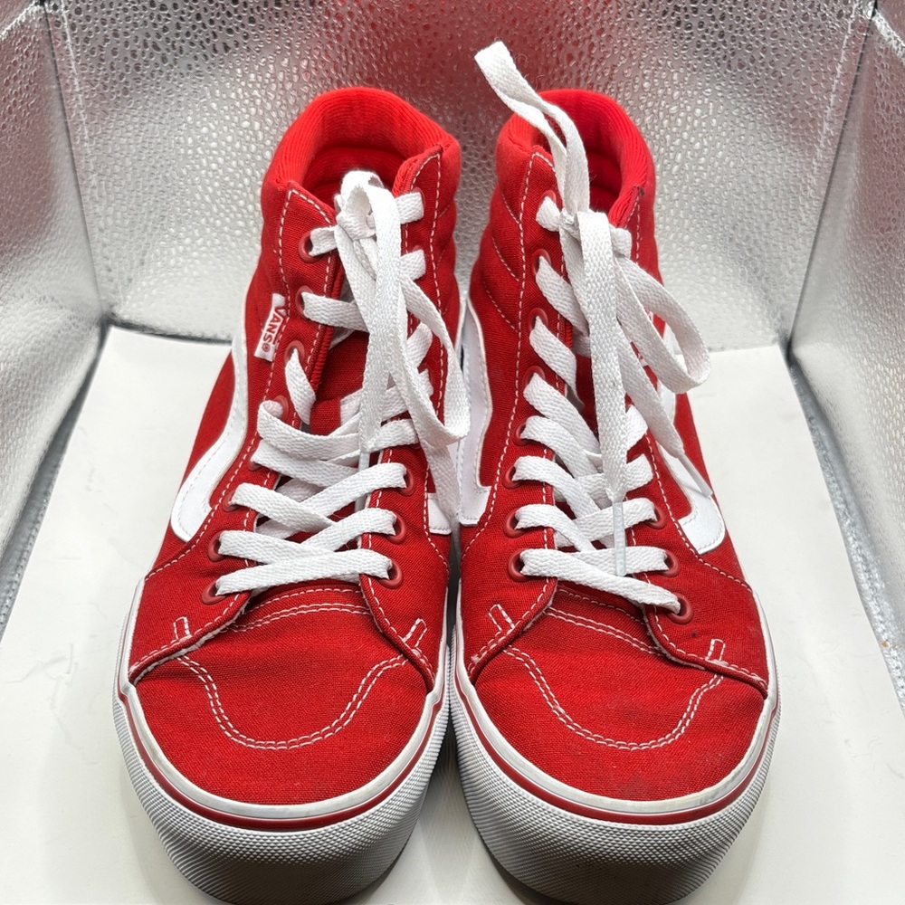 Pre-owned Vans Red High-Tops with White Accents